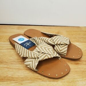 Universal Thread Sandals Louise Tan Print Knotted Womens NWT